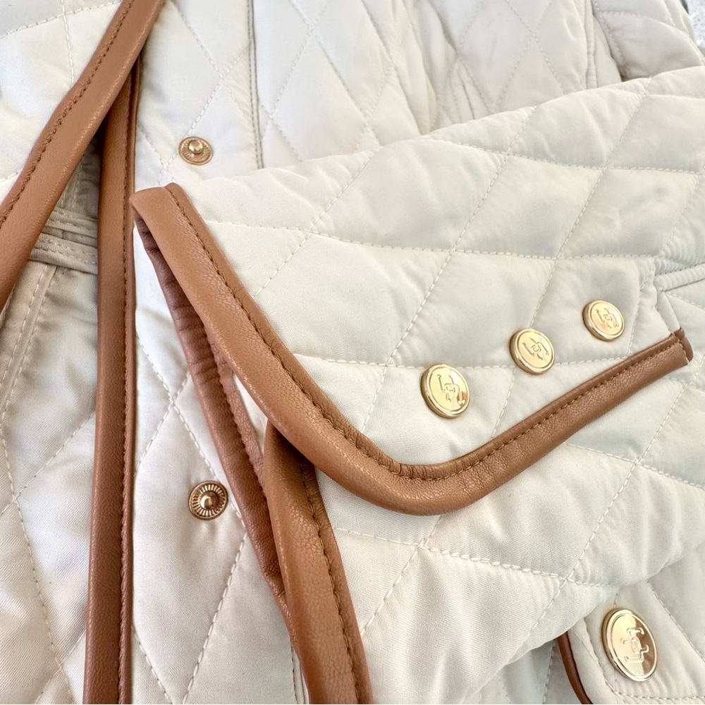 Chico’s Quilted Mid-Length Barn Jacket Natural Cream L(12) - Picture 10 of 15